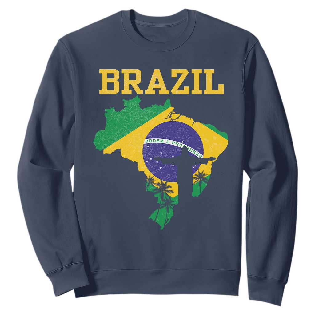 Brazilian Pride Christ the Redeemer Statue Latin America Sweatshirt TS11 Navy Print Your Wear