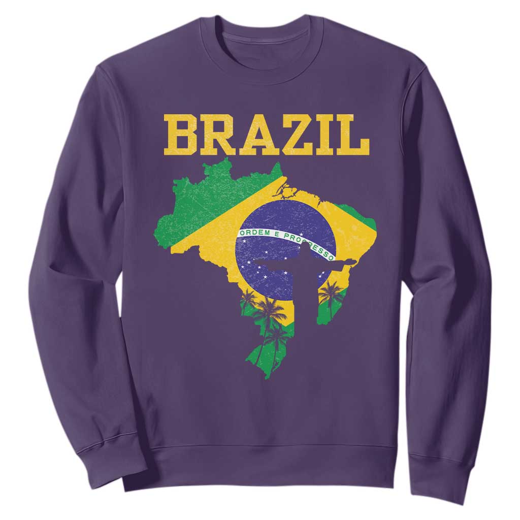 Brazilian Pride Christ the Redeemer Statue Latin America Sweatshirt TS11 Purple Print Your Wear