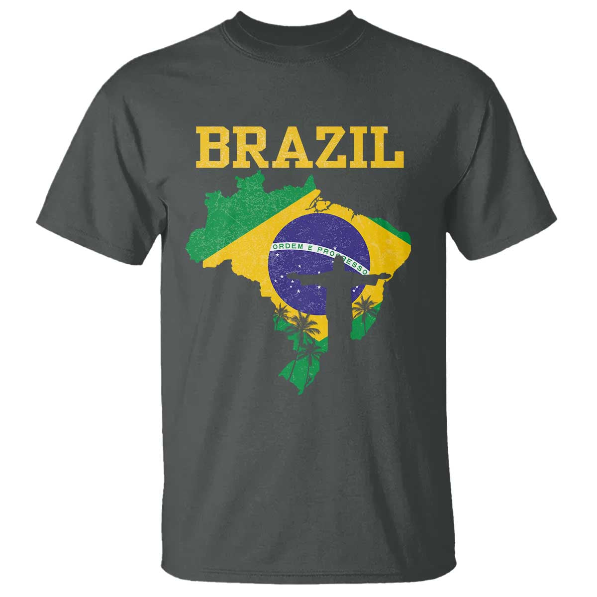 Brazilian Pride Christ the Redeemer Statue Latin America T Shirt TS11 Dark Heather Print Your Wear