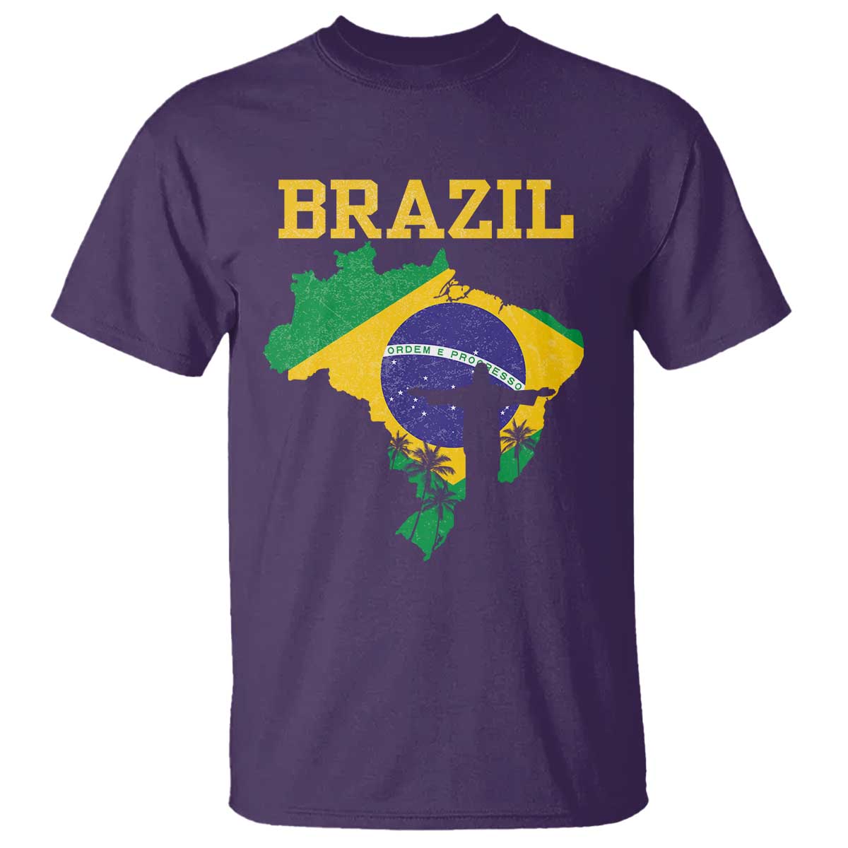 Brazilian Pride Christ the Redeemer Statue Latin America T Shirt TS11 Purple Print Your Wear