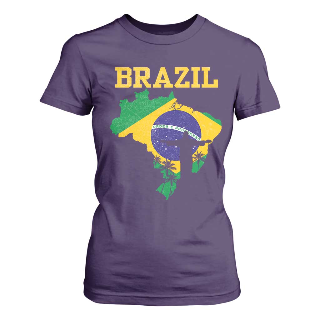 Brazilian Pride Christ the Redeemer Statue Latin America T Shirt For Women TS11 Purple Print Your Wear