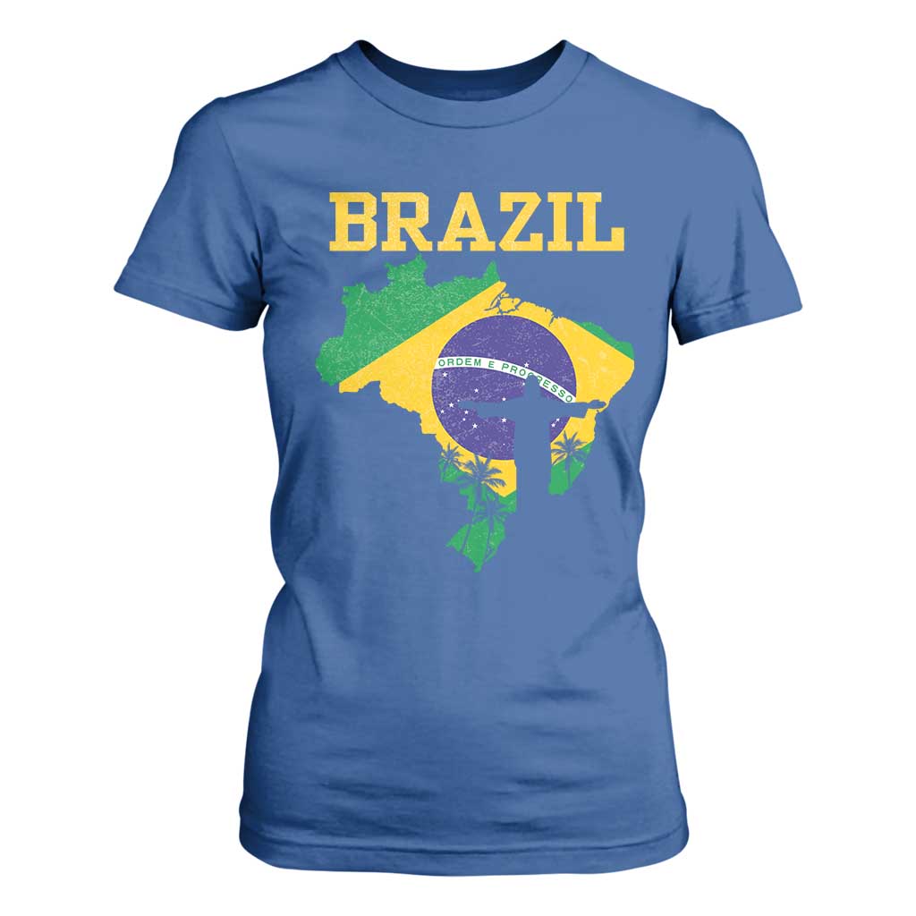 Brazilian Pride Christ the Redeemer Statue Latin America T Shirt For Women TS11 Royal Blue Print Your Wear