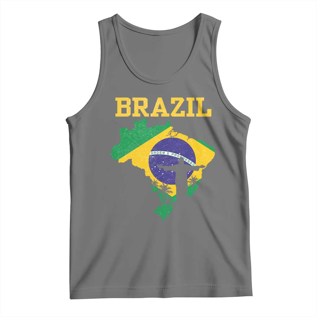 Brazilian Pride Christ the Redeemer Statue Latin America Tank Top TS11 Black Heather Print Your Wear