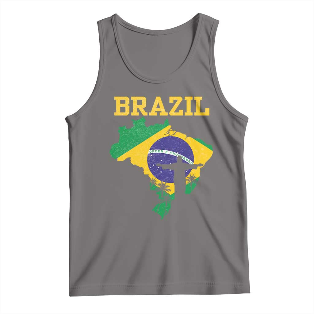 Brazilian Pride Christ the Redeemer Statue Latin America Tank Top TS11 Deep Heather Print Your Wear