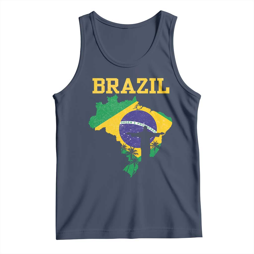 Brazilian Pride Christ the Redeemer Statue Latin America Tank Top TS11 Navy Print Your Wear