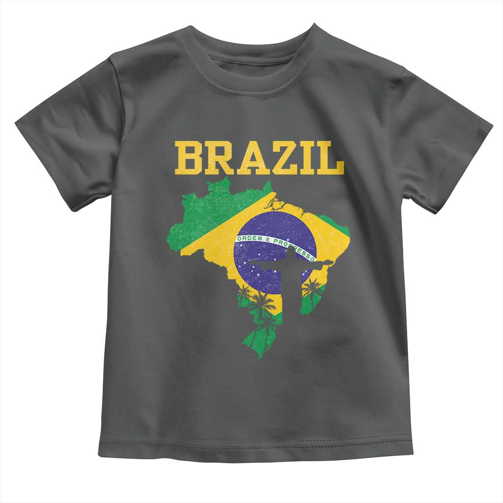Brazilian Pride Christ the Redeemer Statue Latin America Toddler T Shirt TS11 Dark Heather Print Your Wear