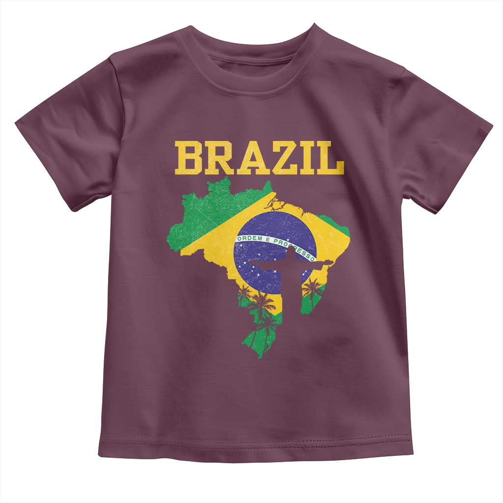 Brazilian Pride Christ the Redeemer Statue Latin America Toddler T Shirt TS11 Maroon Print Your Wear