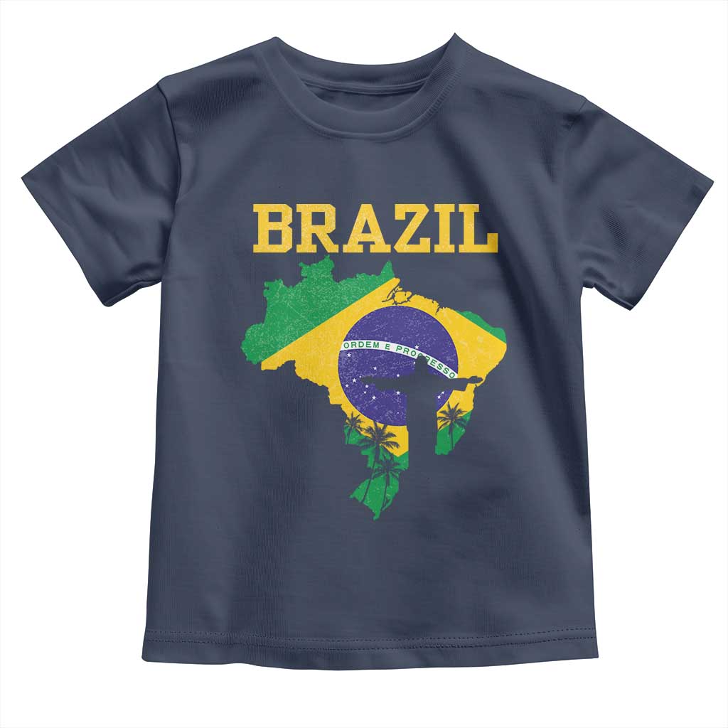 Brazilian Pride Christ the Redeemer Statue Latin America Toddler T Shirt TS11 Navy Print Your Wear