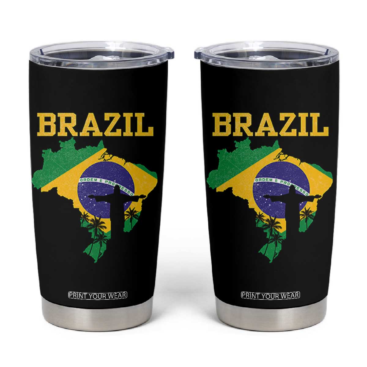Brazilian Pride Christ the Redeemer Statue Latin America Tumbler Cup TS11 Black Print Your Wear