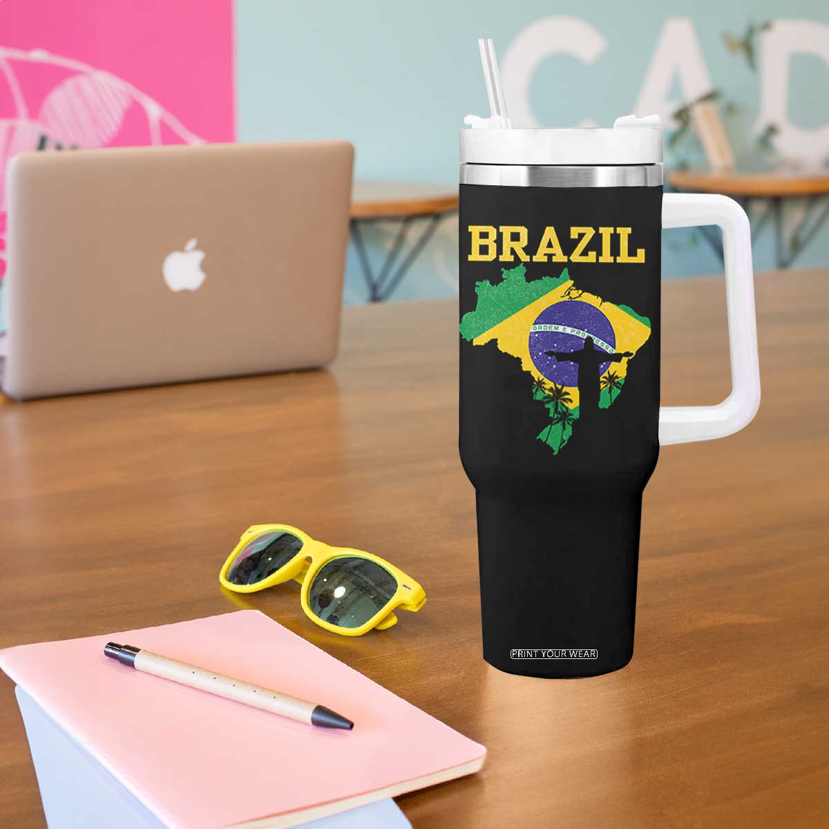 Brazilian Pride Christ the Redeemer Statue Latin America Tumbler With Handle TS11 Print Your Wear