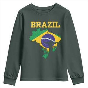Brazilian Pride Christ the Redeemer Statue Latin America Youth Sweatshirt TS11 Dark Forest Green Print Your Wear