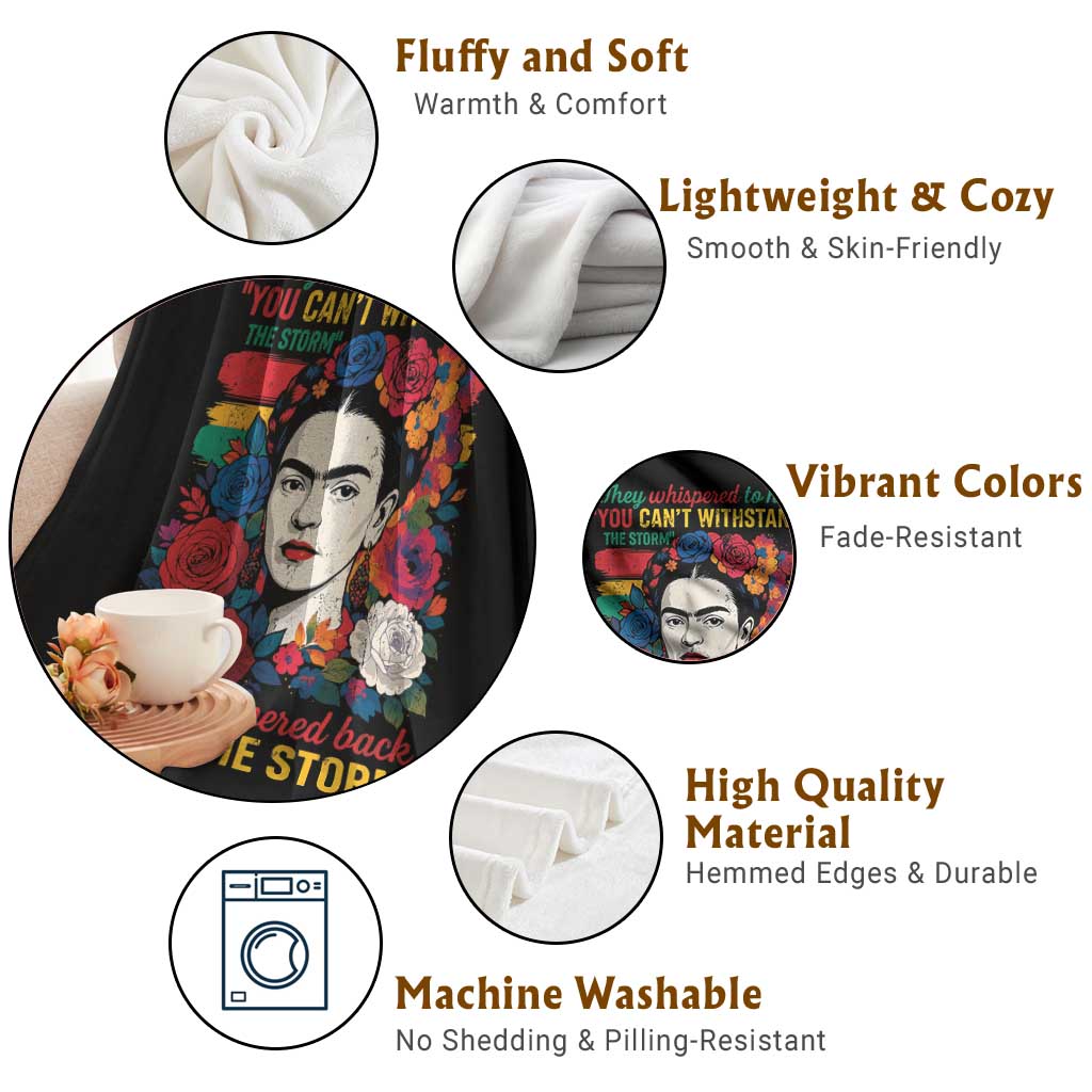 Frida Kahlo Throw Blanket They Whispered To Her You Cant Withstand The Storm TS11 Print Your Wear