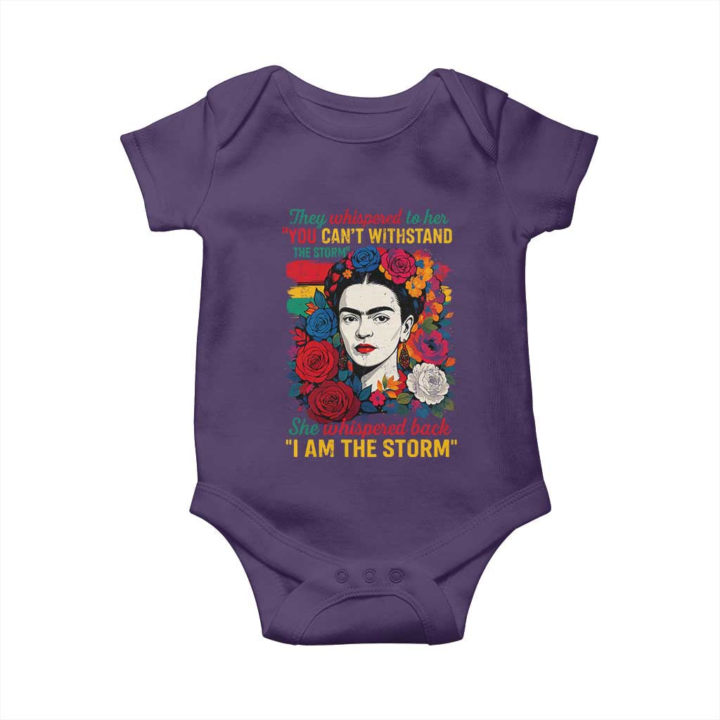 Frida Kahlo Baby Onesie They Whispered To Her You Cant Withstand The Storm TS11 Purple Print Your Wear