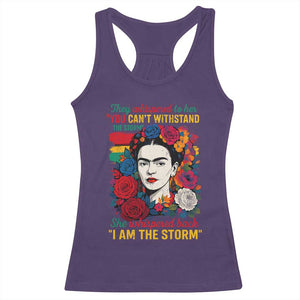 Frida Kahlo Racerback Tank Top They Whispered To Her You Cant Withstand The Storm TS11 Purple Print Your Wear