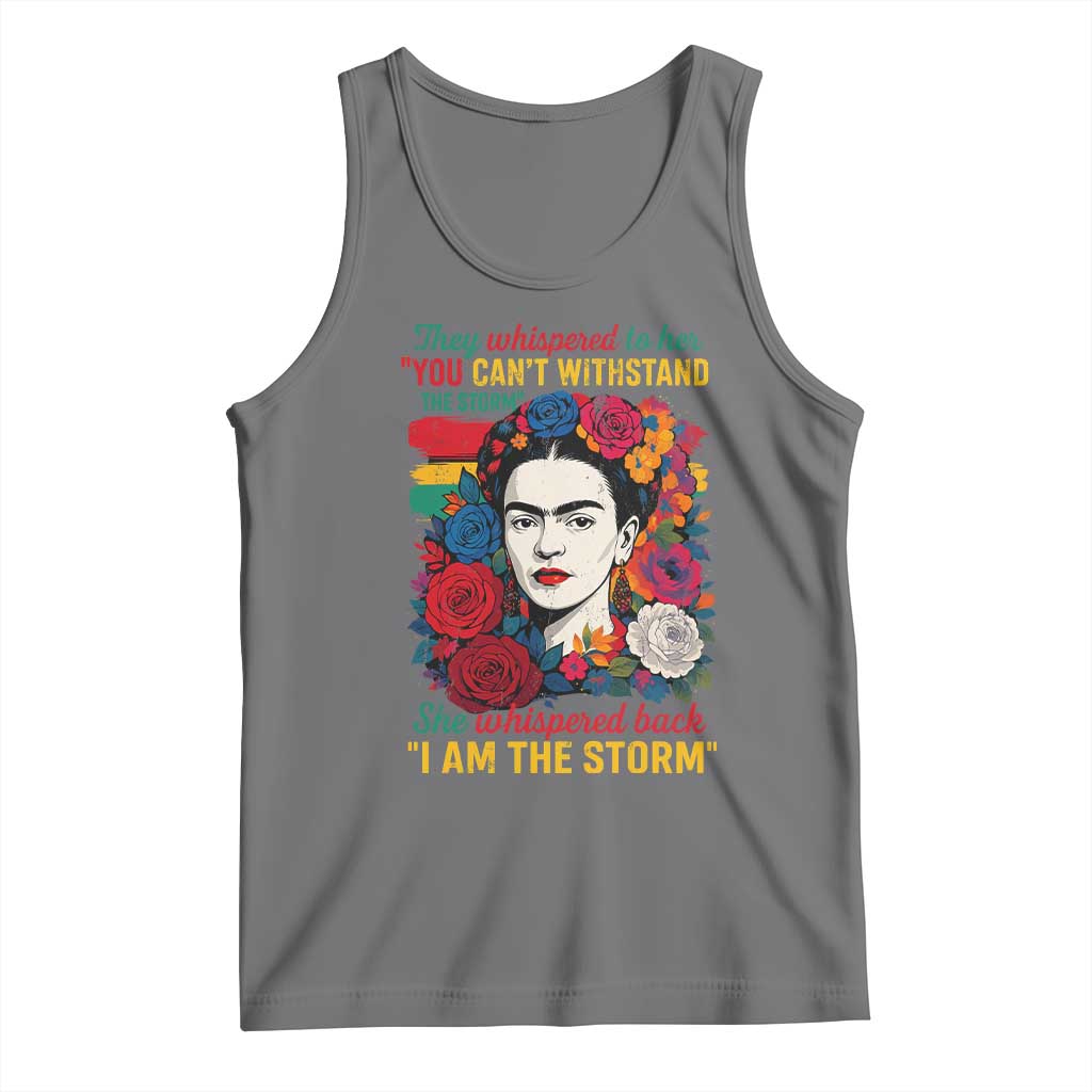 Frida Kahlo Tank Top They Whispered To Her You Cant Withstand The Storm TS11 Black Heather Print Your Wear