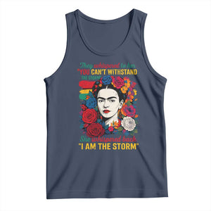 Frida Kahlo Tank Top They Whispered To Her You Cant Withstand The Storm TS11 Navy Print Your Wear