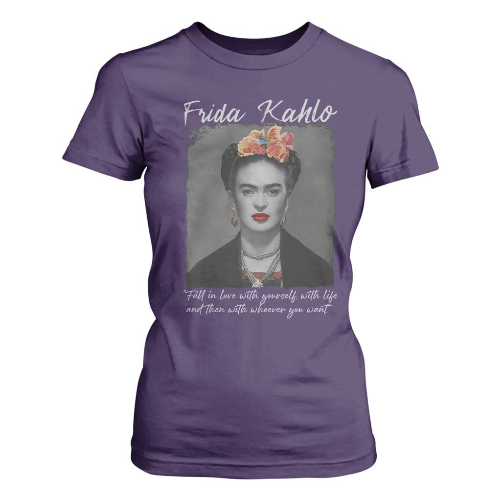 Frida Kahlo T Shirt For Women Fall In Love With Yourself With Life And Then Whoever You Want TS11 Purple Print Your Wear