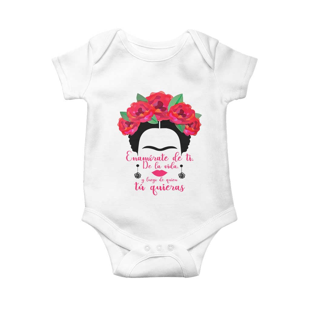 Frida Kahlo Quotes Baby Onesie Enamorate De Ti De La Vida Mexican Artist TS11 White Print Your Wear