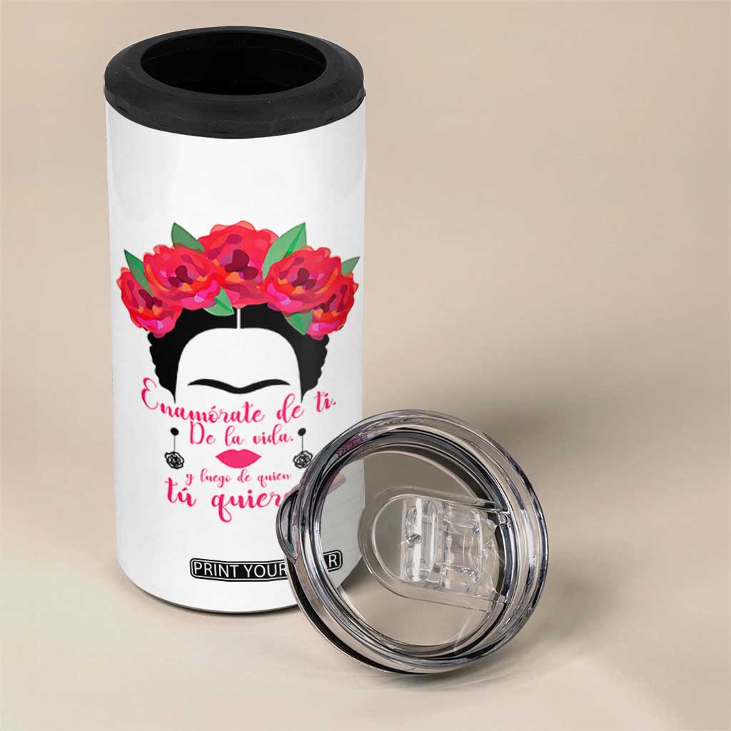 Frida Kahlo Quotes 4 in 1 Can Cooler Tumbler Enamorate De Ti De La Vida Mexican Artist TS11 Print Your Wear