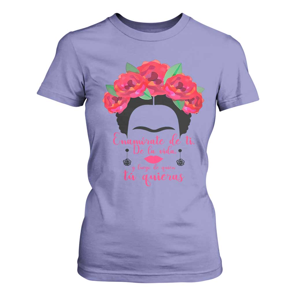 Frida Kahlo Quotes T Shirt For Women Enamorate De Ti De La Vida Mexican Artist TS11 Violet Print Your Wear