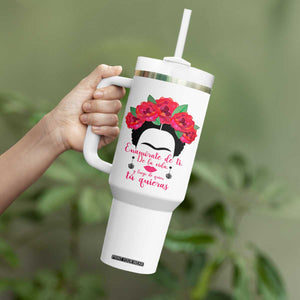 Frida Kahlo Quotes Tumbler With Handle Enamorate De Ti De La Vida Mexican Artist TS11 Print Your Wear