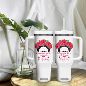 Frida Kahlo Quotes Tumbler With Handle Enamorate De Ti De La Vida Mexican Artist TS11 Print Your Wear