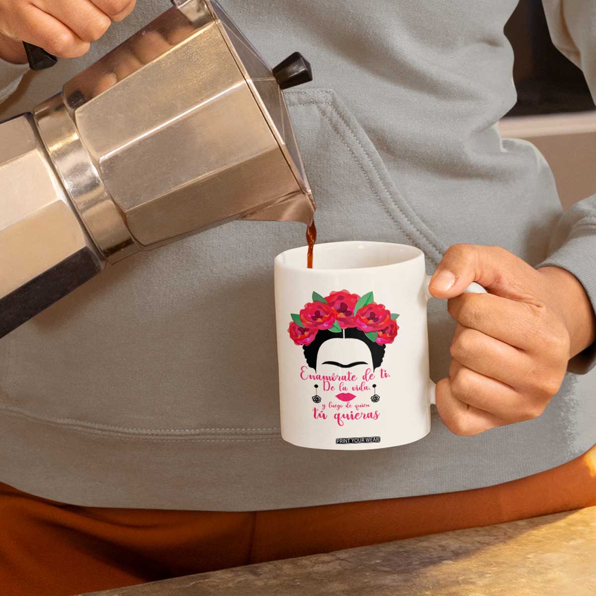 Frida Kahlo Quotes Coffee Mug Enamorate De Ti De La Vida Mexican Artist TS11 Print Your Wear