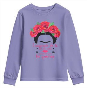 Frida Kahlo Quotes Youth Sweatshirt Enamorate De Ti De La Vida Mexican Artist TS11 Violet Print Your Wear