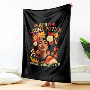 Afro Latina Power Throw Blanket Hispanic Heritage Month Flowers TS11 Print Your Wear