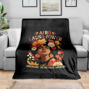 Afro Latina Power Throw Blanket Hispanic Heritage Month Flowers TS11 Print Your Wear