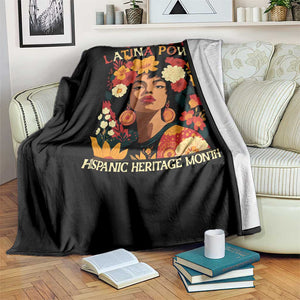 Afro Latina Power Throw Blanket Hispanic Heritage Month Flowers TS11 Print Your Wear