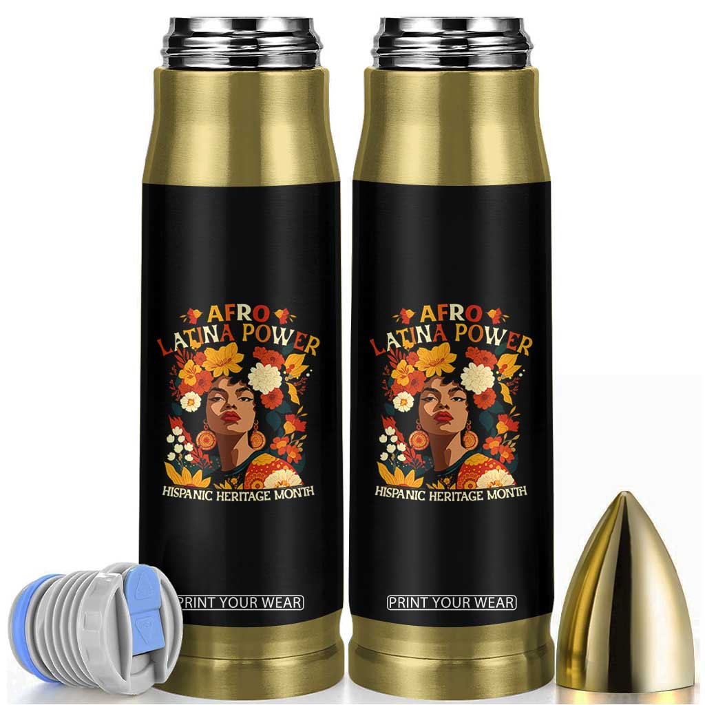 Afro Latina Power Bullet Tumbler Hispanic Heritage Month Flowers TS11 Black Print Your Wear
