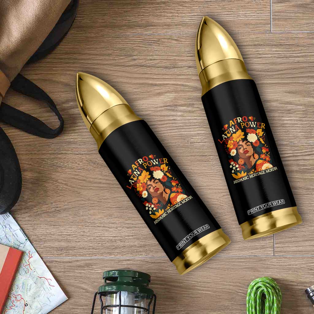 Afro Latina Power Bullet Tumbler Hispanic Heritage Month Flowers TS11 Print Your Wear
