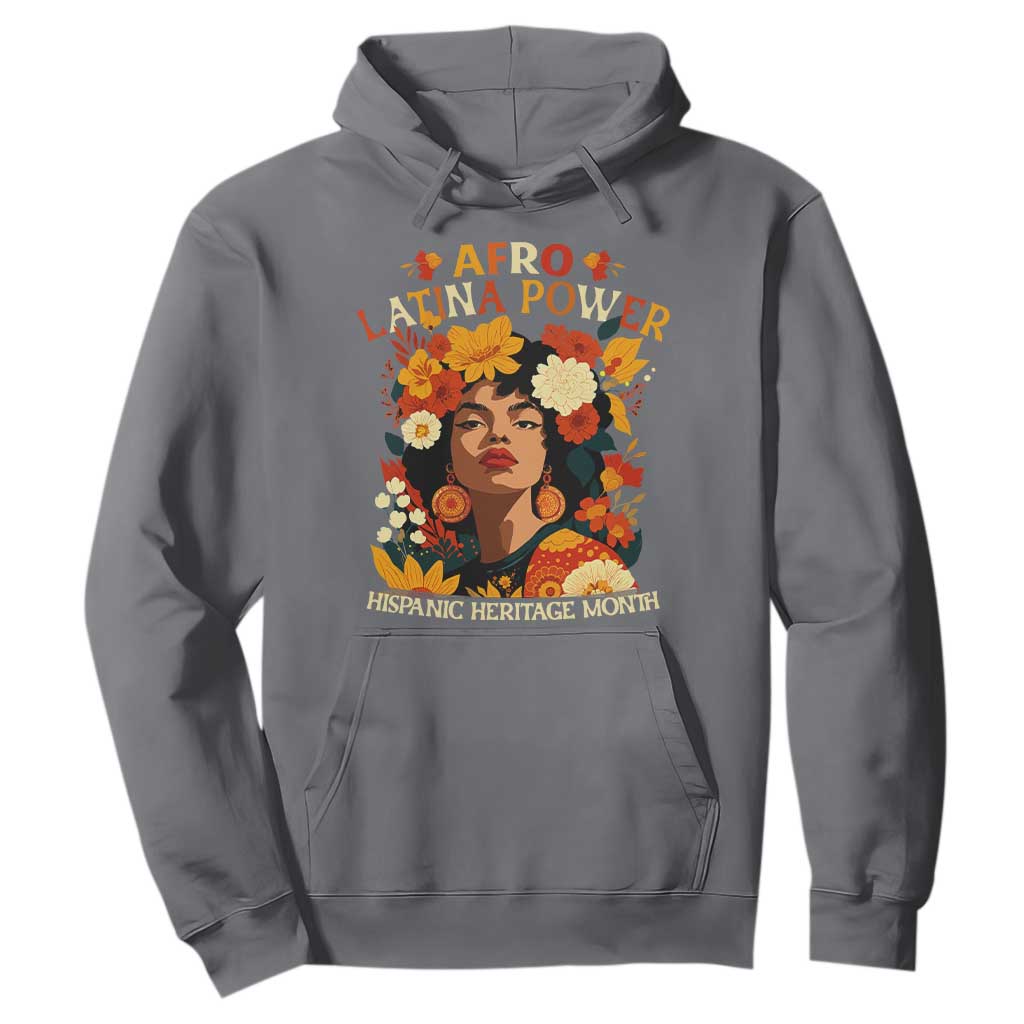 Afro Latina Power Hoodie Hispanic Heritage Month Flowers TS11 Charcoal Print Your Wear