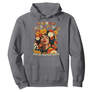 Afro Latina Power Hoodie Hispanic Heritage Month Flowers TS11 Charcoal Print Your Wear