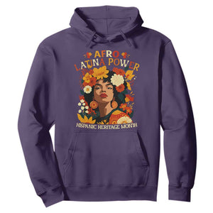 Afro Latina Power Hoodie Hispanic Heritage Month Flowers TS11 Purple Print Your Wear
