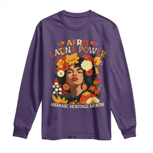 Afro Latina Power Long Sleeve Shirt Hispanic Heritage Month Flowers TS11 Purple Print Your Wear