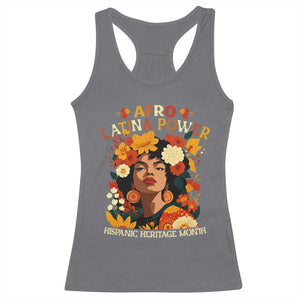 Afro Latina Power Racerback Tank Top Hispanic Heritage Month Flowers TS11 Charcoal Print Your Wear