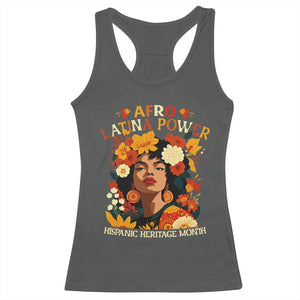 Afro Latina Power Racerback Tank Top Hispanic Heritage Month Flowers TS11 Dark Heather Print Your Wear
