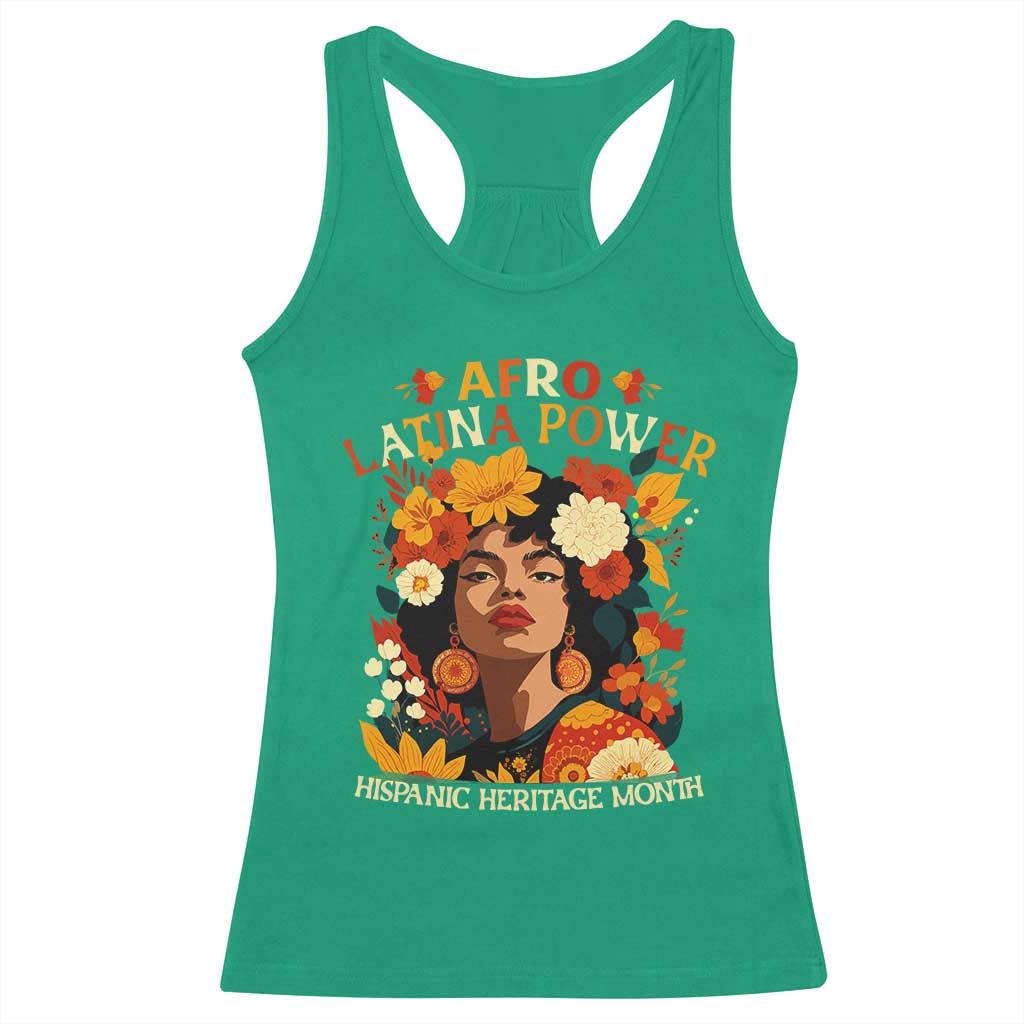 Afro Latina Power Racerback Tank Top Hispanic Heritage Month Flowers TS11 Irish Green Print Your Wear