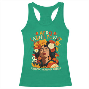 Afro Latina Power Racerback Tank Top Hispanic Heritage Month Flowers TS11 Irish Green Print Your Wear