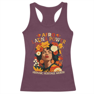 Afro Latina Power Racerback Tank Top Hispanic Heritage Month Flowers TS11 Maroon Print Your Wear