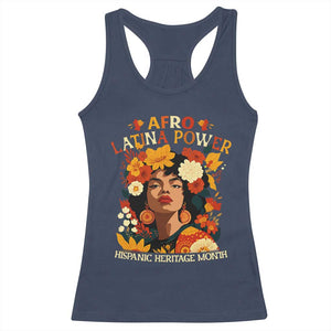 Afro Latina Power Racerback Tank Top Hispanic Heritage Month Flowers TS11 Navy Print Your Wear