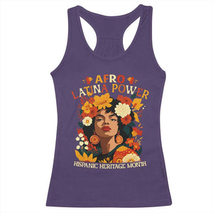 Afro Latina Power Racerback Tank Top Hispanic Heritage Month Flowers TS11 Purple Print Your Wear