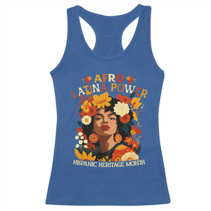 Afro Latina Power Racerback Tank Top Hispanic Heritage Month Flowers TS11 Royal Blue Print Your Wear