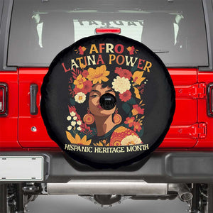 Afro Latina Power Spare Tire Cover Hispanic Heritage Month Flowers TS11 Black Print Your Wear