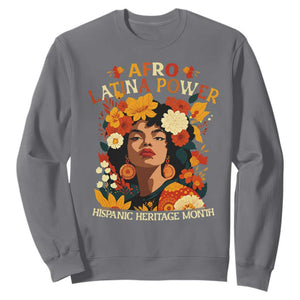 Afro Latina Power Sweatshirt Hispanic Heritage Month Flowers TS11 Charcoal Print Your Wear
