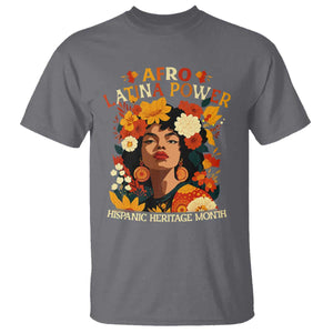 Afro Latina Power T Shirt Hispanic Heritage Month Flowers TS11 Charcoal Print Your Wear