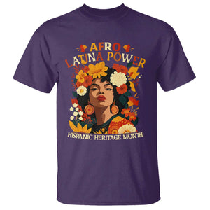 Afro Latina Power T Shirt Hispanic Heritage Month Flowers TS11 Purple Print Your Wear