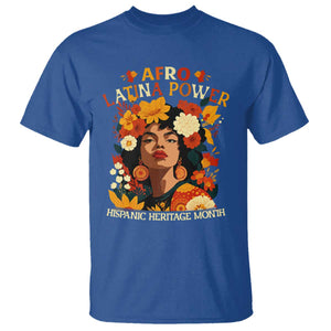 Afro Latina Power T Shirt Hispanic Heritage Month Flowers TS11 Royal Blue Print Your Wear